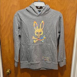 Psycho Bunny Gray Kids Sweatshirt with Blue Neck Trim